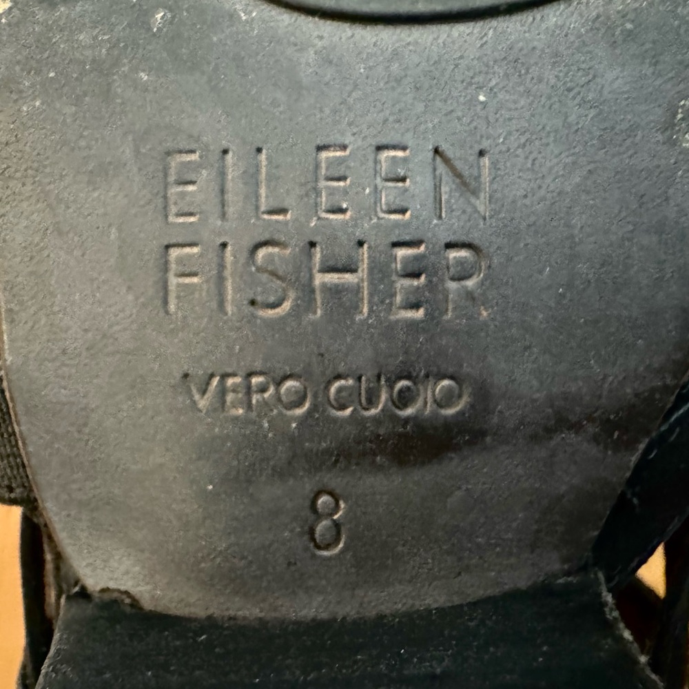 Eileen Fisher Oodle Cutout Sandal Stacked Heel Sueded Leather w Stretch 8 Black - Picture 11 of 12